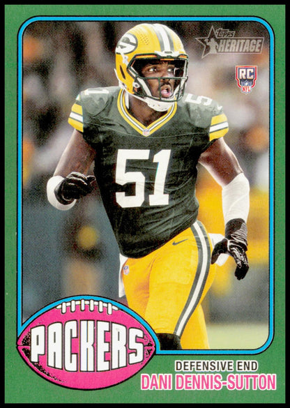 2026 Topps Heritage Dani Dennis-Sutton Card Dark Green Border RC Packers