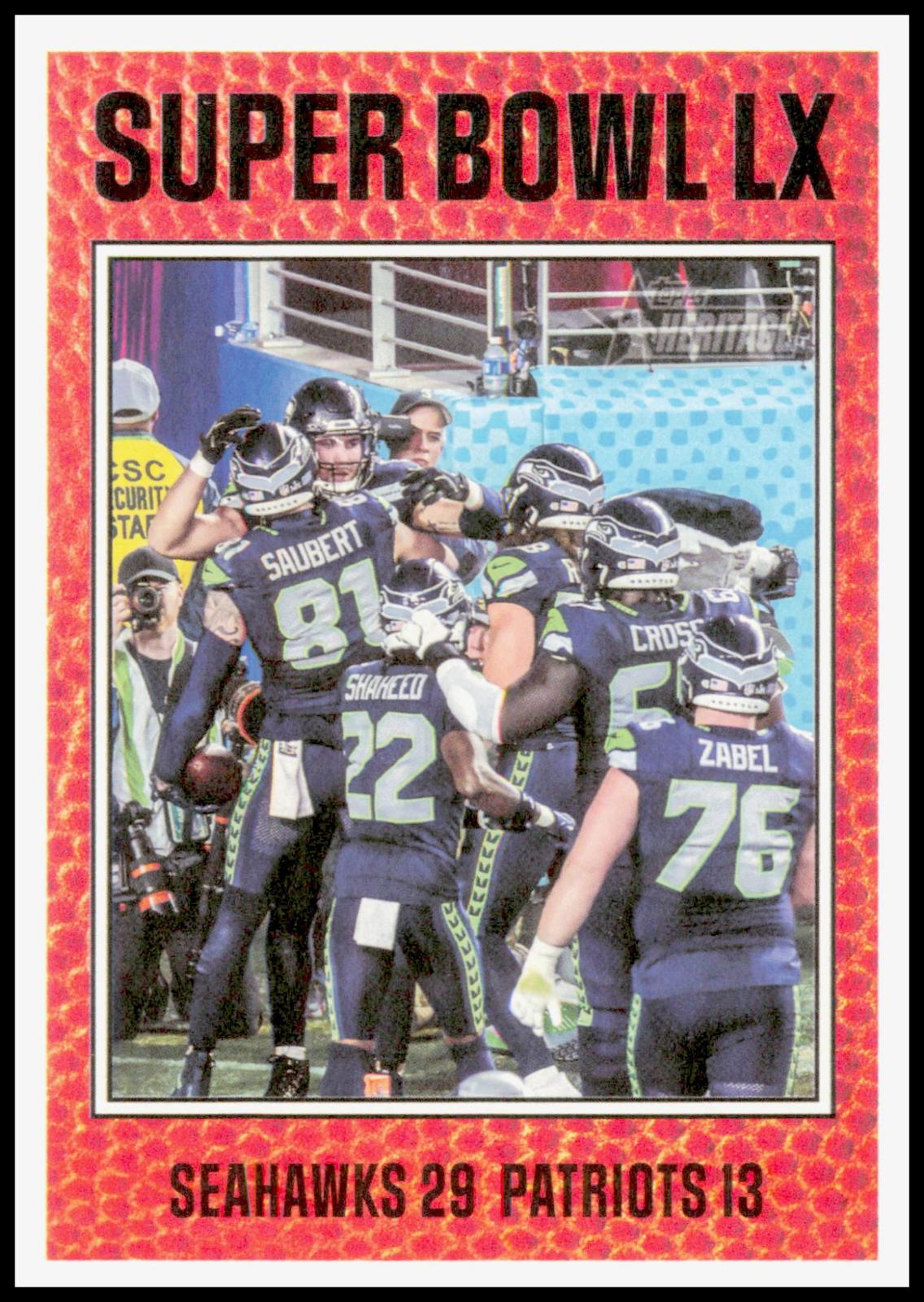 2026 Topps Heritage Super Bowl LX SBLX Card Seattle Seahawks