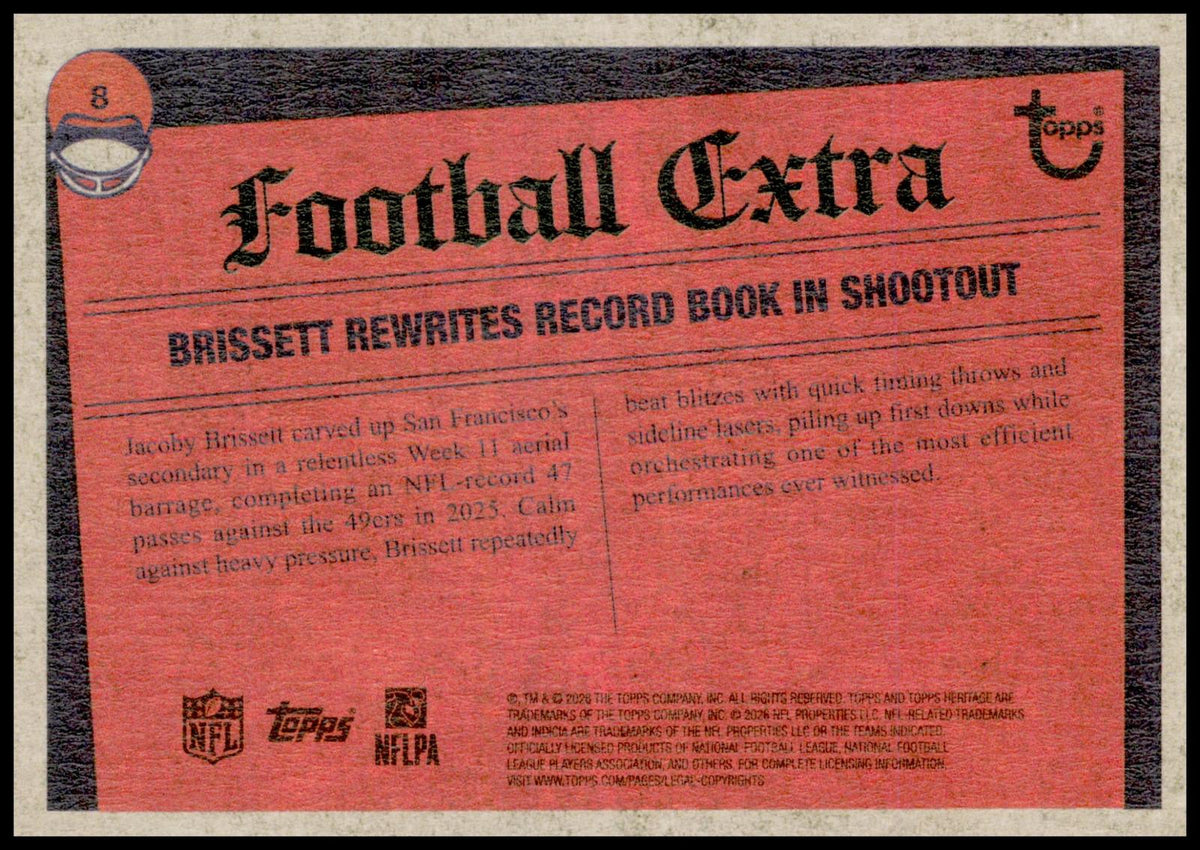 2026 Topps Heritage Jacoby Brissett Card Arizona Cardinals