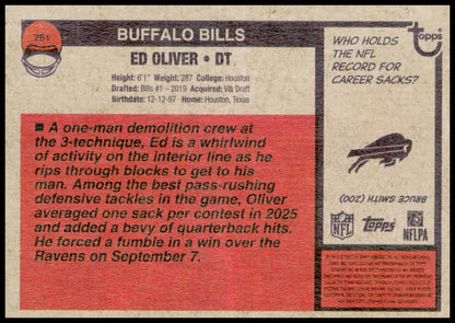 2026 Topps Heritage Ed Oliver Card Buffalo Bills
