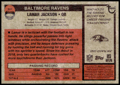 2026 Topps Heritage Lamar Jackson Card Baltimore Ravens