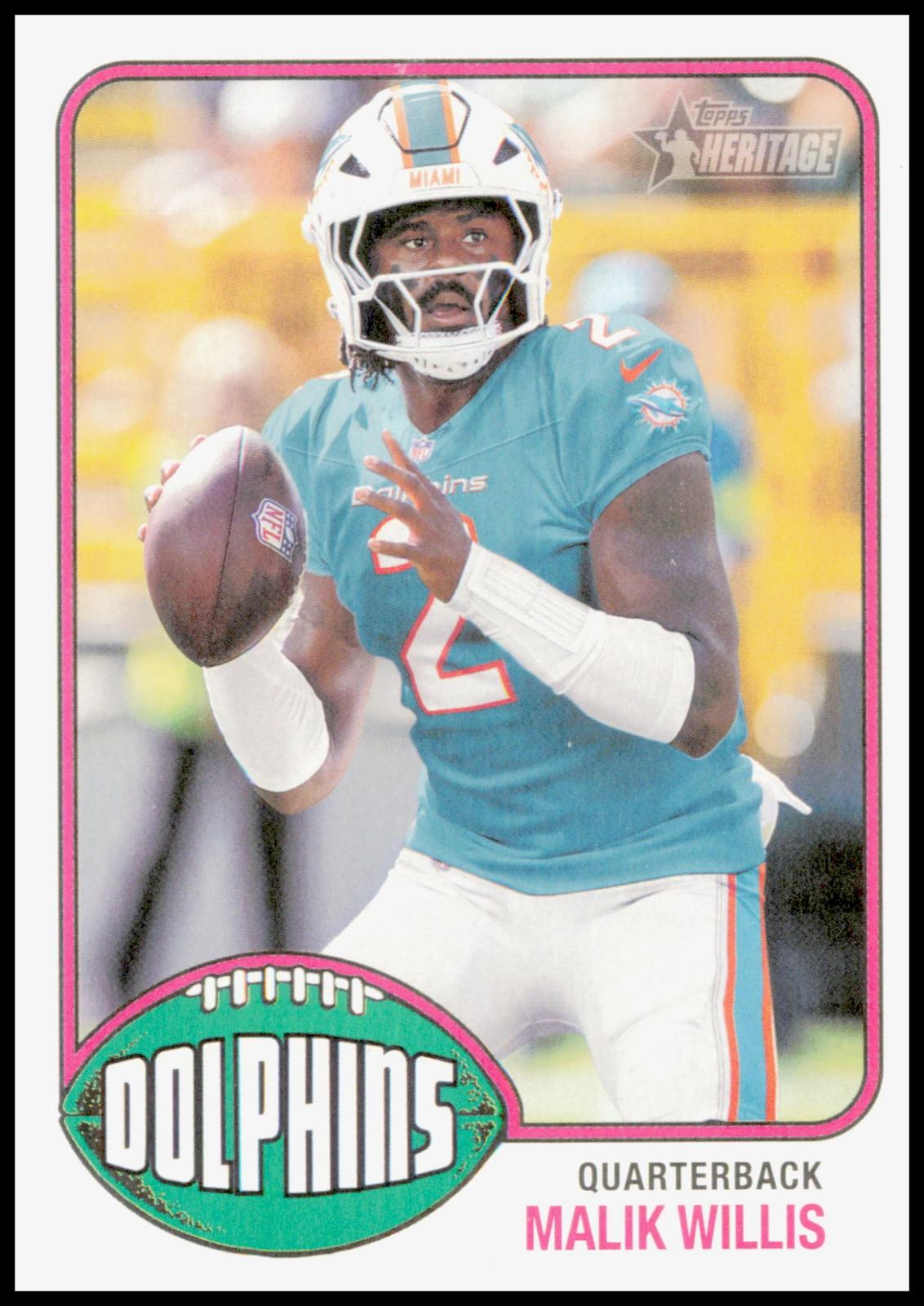 2026 Topps Heritage Malik Willis Card Miami Dolphins
