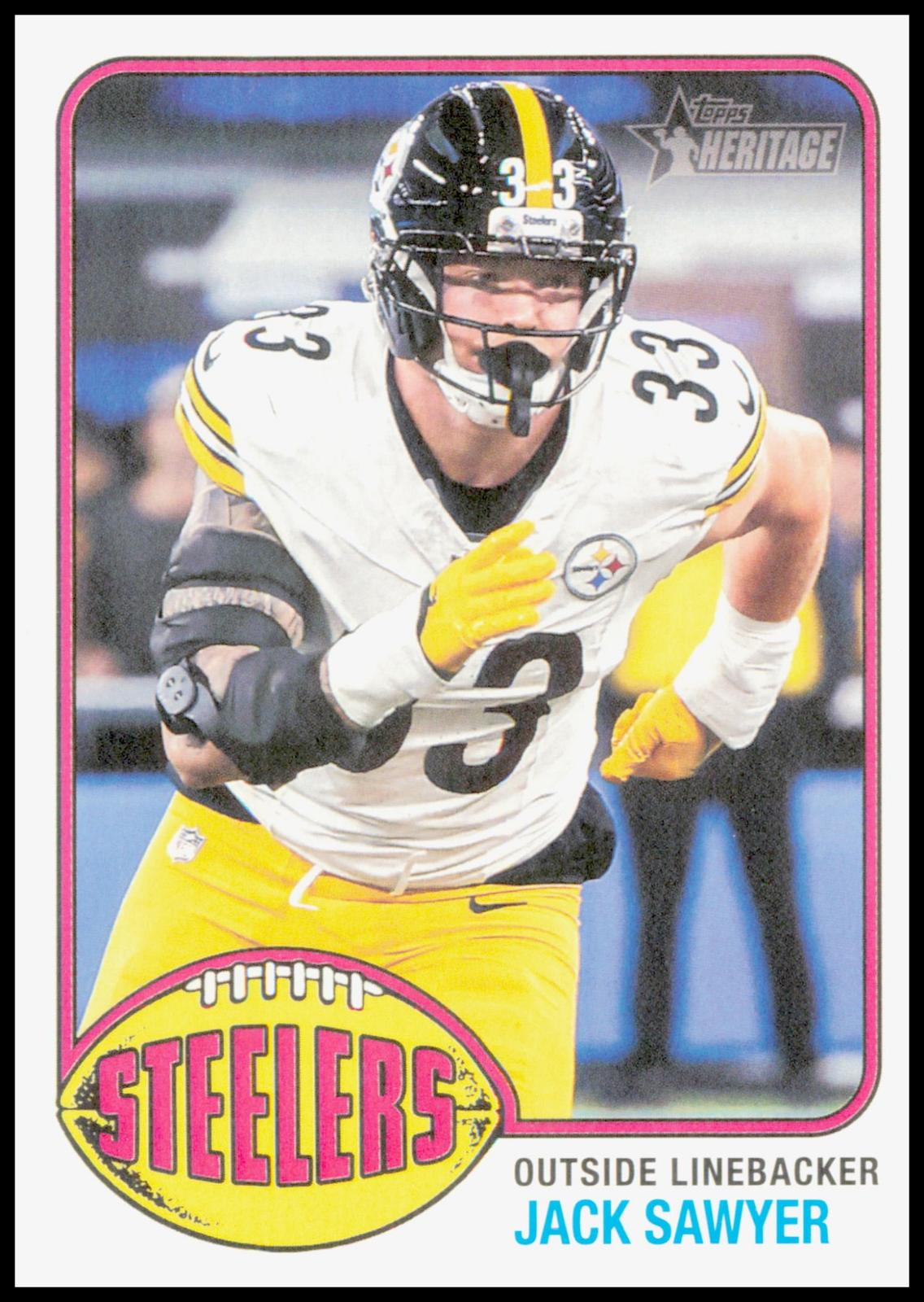 2026 Topps Heritage Jack Sawyer Card Pittsburgh Steelers