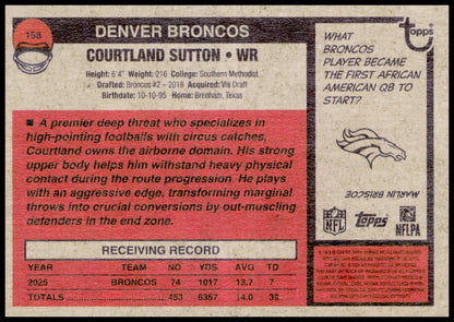 2026 Topps Heritage Courtland Sutton Card Denver Broncos