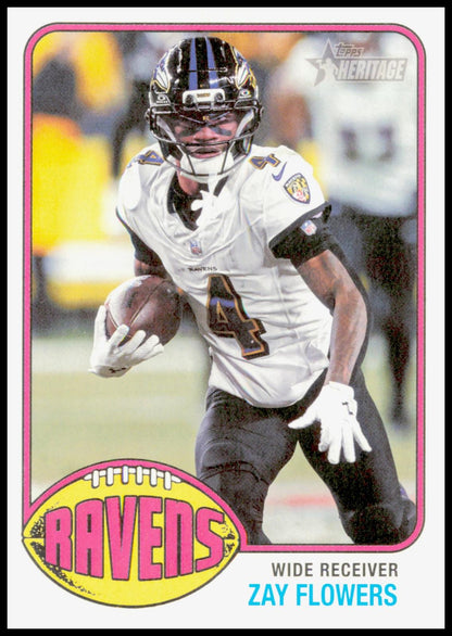 2026 Topps Heritage Zay Flowers Card Baltimore Ravens