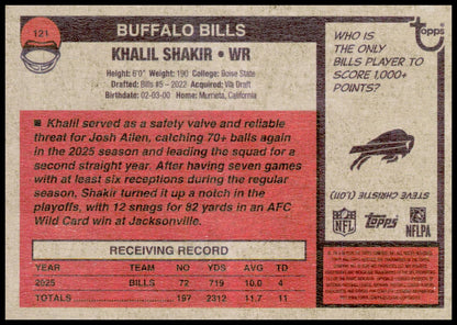 2026 Topps Heritage Khalil Shakir Card Buffalo Bills