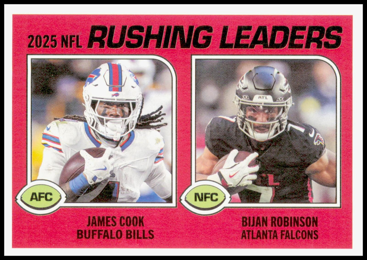 2026 Topps Heritage 2025 Rushing Leaders (Bijan Robinson / James Cook) Card