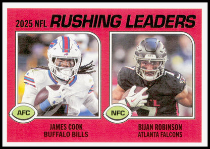 2026 Topps Heritage 2025 Rushing Leaders (Bijan Robinson / James Cook) Card