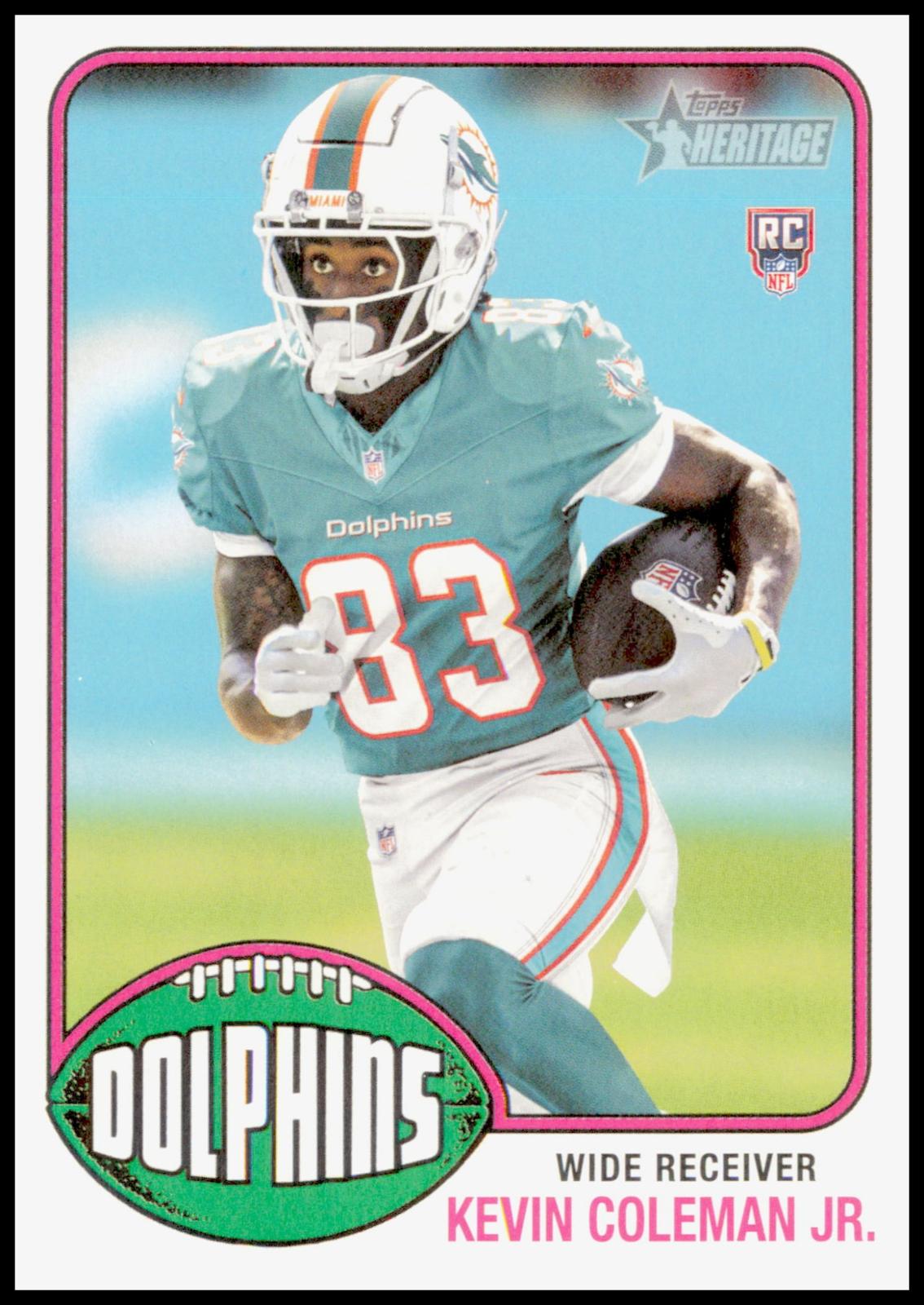 2026 Topps Heritage Kevin Coleman Jr. Card RC Miami Dolphins