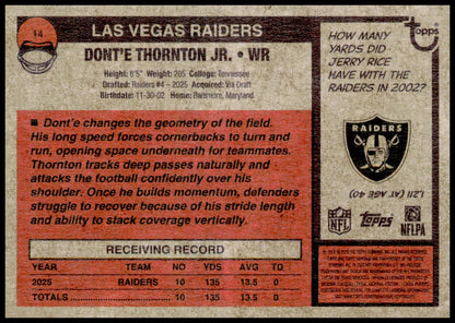2026 Topps Heritage Dont'e Thornton Jr. Card Las Vegas Raiders