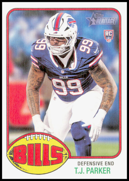 2026 Topps Heritage T.J. Parker Card RC Buffalo Bills