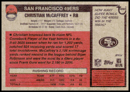 2026 Topps Heritage Christian McCaffrey Card San Francisco 49ers