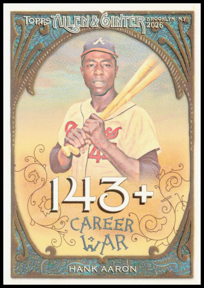 2026 Topps Allen & Ginter Hank Aaron Card Career 250 HOF Atlanta Braves