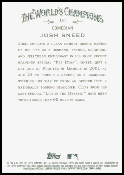2026 Topps Allen & Ginter Josh Sneed Card