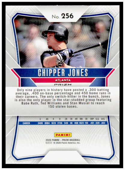 2026 Panini Prizm Chipper Jones Card Silver Prizm HOF Atlanta Braves