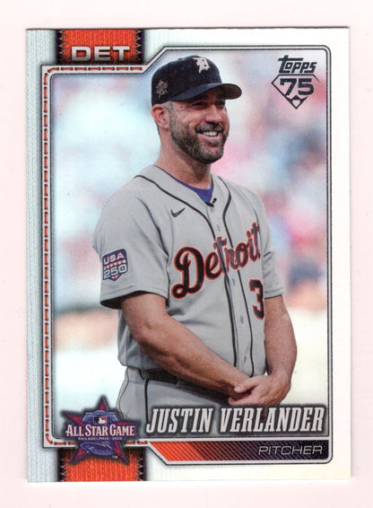 2026 Topps Update Justin Verlander Card 2026 All-Star Game Pink Detroit Tigers