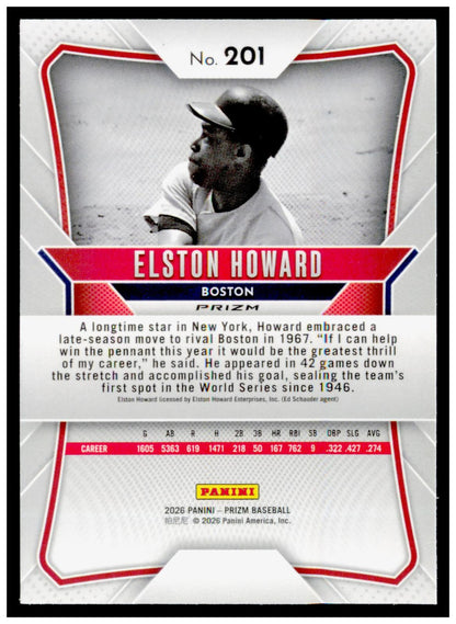 2026 Panini Prizm Elston Howard Card Pink Ice Prizm Boston Red Sox