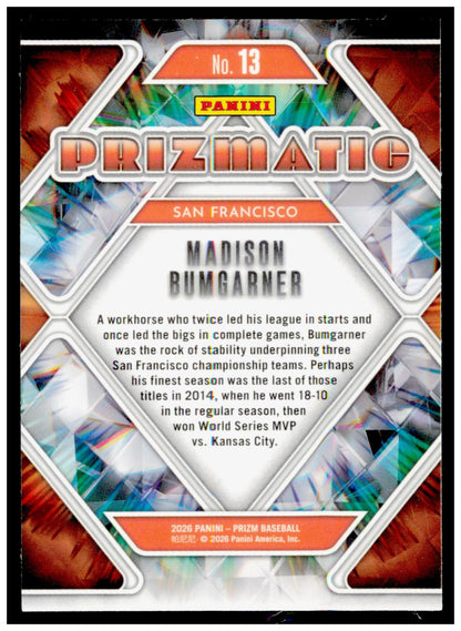 2026 Panini Prizm Madison Bumgarner Card Prizmatic San Francisco Giants