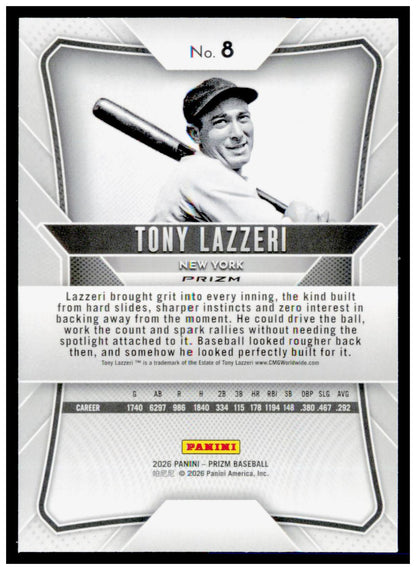 2026 Panini Prizm Tony Lazzeri Card Pink Ice Prizm HOF New York Yankees