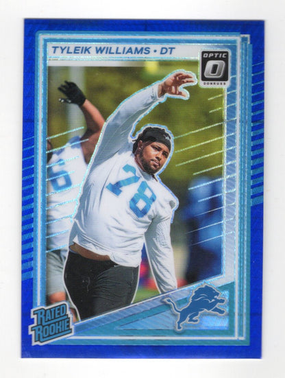 2025 Donruss Optic Tyleik Williams Card Blue Hyper RC Detroit Lions