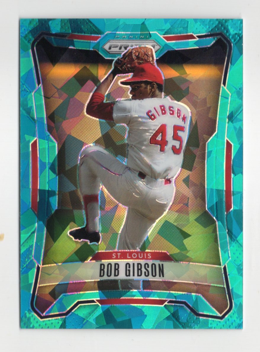 2026 Panini Prizm Bob Gibson Card Teal Ice Prizm SN, HOF #/225 Cardinals
