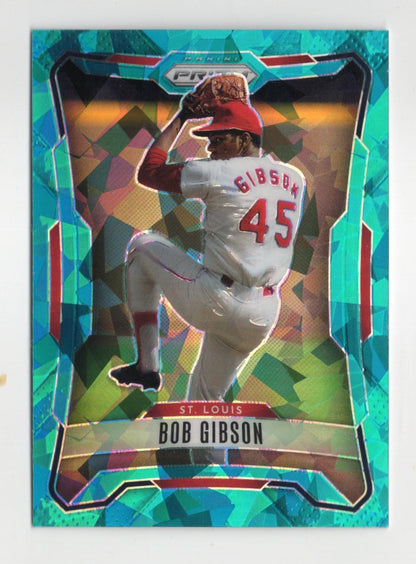 2026 Panini Prizm Bob Gibson Card Teal Ice Prizm SN, HOF #/225 Cardinals