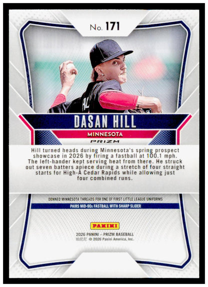 2026 Panini Prizm Dasan Hill Card Green Prizm Minnesota Twins