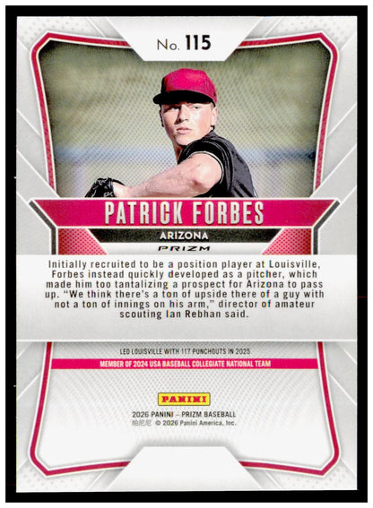 2026 Panini Prizm Patrick Forbes Card Pink Ice Prizm Arizona Diamondbacks
