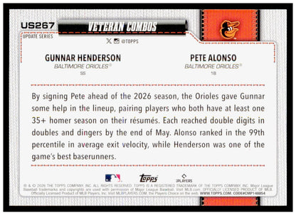 2026 Topps Update Gimme An 'O' Pete Alonso / Gunnar Henderson Holiday