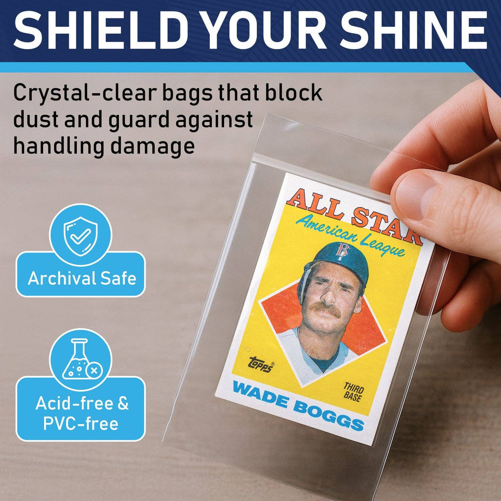 500 Pack Resealable Team Bags for Toploaders & Mags - Clear Adhesive Card Sleeves for Sports & TCG
