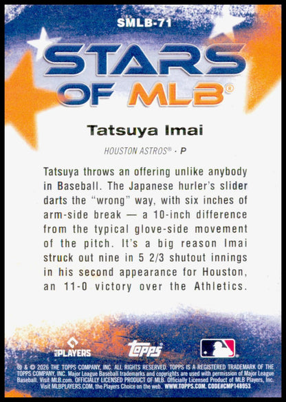 2026 Topps Update Tatsuya Imai Card Stars of MLB Houston Astros