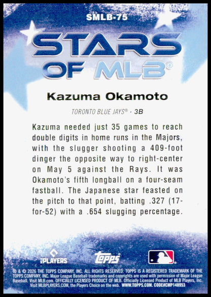 2026 Topps Update Kazuma Okamoto Card Stars of MLB Toronto Blue Jays