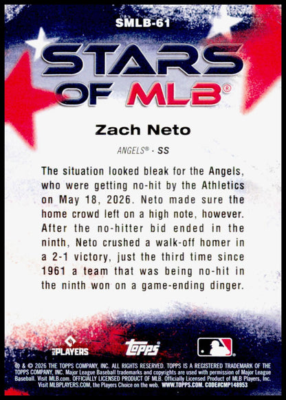 2026 Topps Update Zach Neto Card Stars of MLB Los Angeles Angels