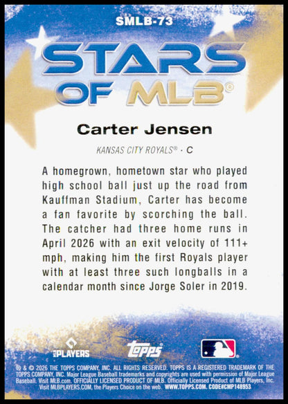 2026 Topps Update Carter Jensen Card Stars of MLB Pink Kansas City Royals