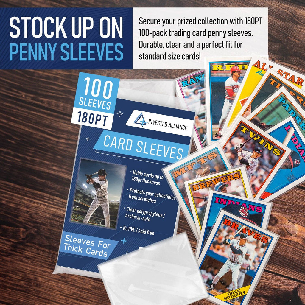100 Count - 180PT Thick Penny Sleeves For Memorabilia Cards | Archival-Safe Soft Protection
