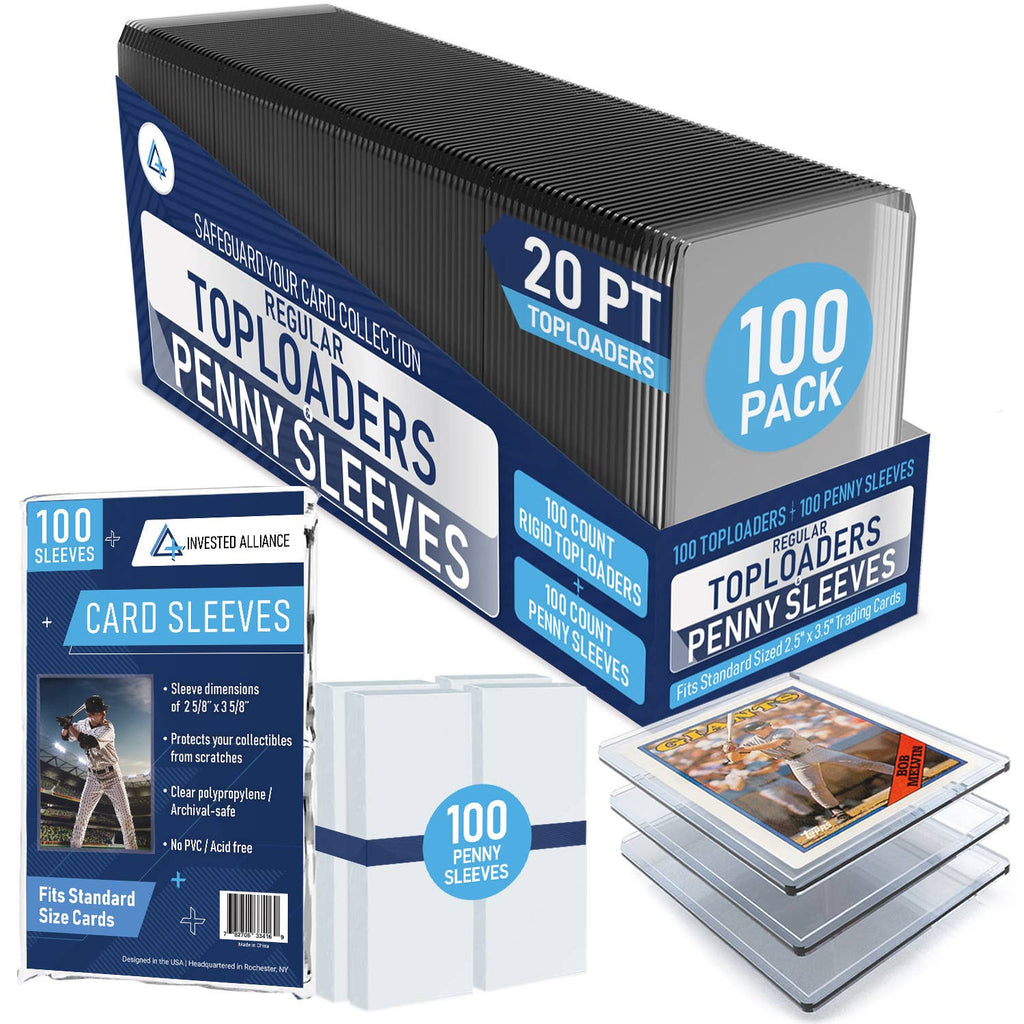 Premium Toploader & Sleeve Bundle (100ct) | Archival-Safe Protection for Standard Sports & TCG Cards - 20PT Thickness
