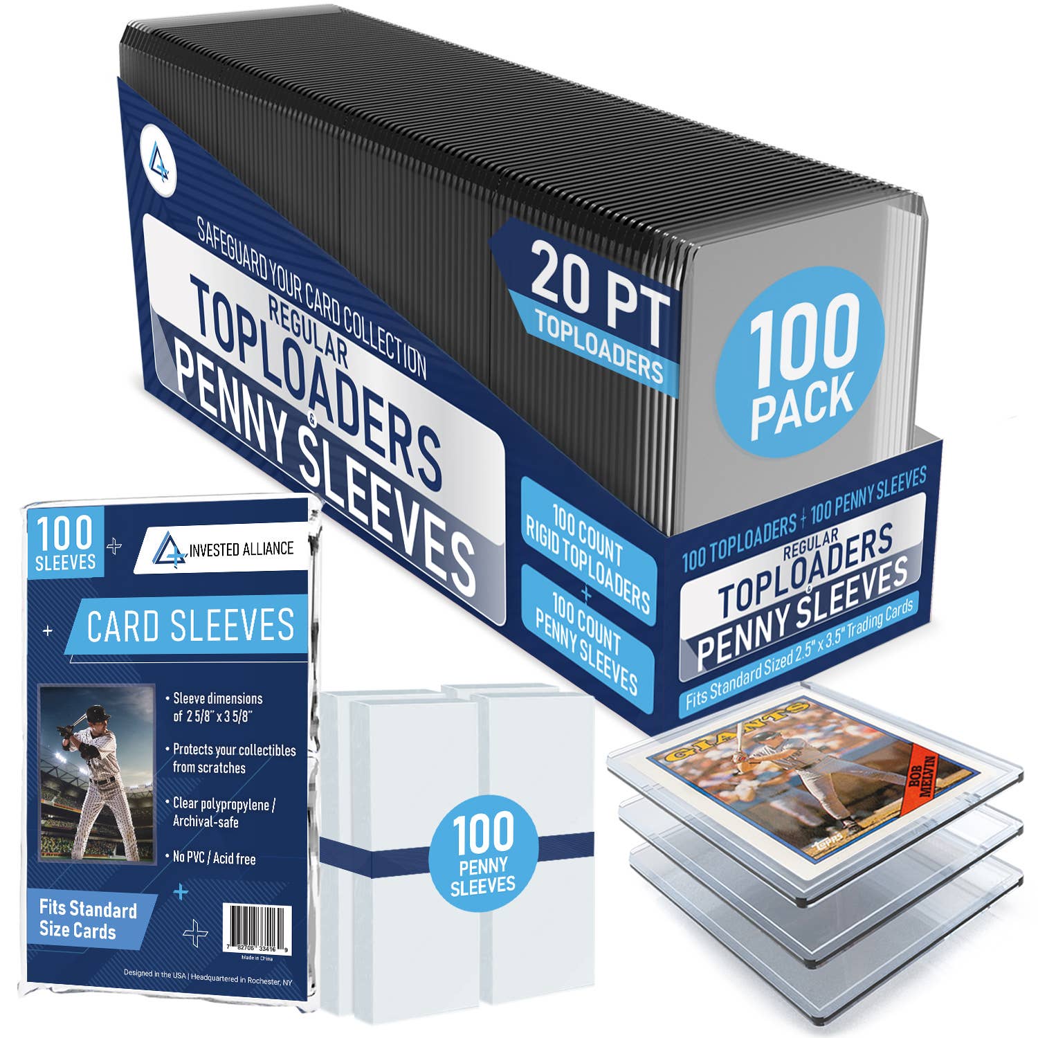 Premium Toploader & Sleeve Bundle (100ct) | Archival-Safe Protection for Standard Sports & TCG Cards - 20PT Thickness