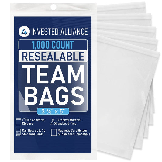 1,000 Pack (Count) Bulk Resealable Team Bags | Professional Card Protection