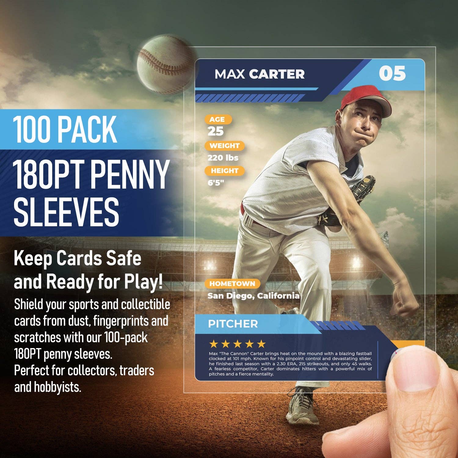 100 Count - 180PT Thick Penny Sleeves For Memorabilia Cards | Archival-Safe Soft Protection